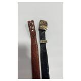 2 GENUINE LIZARD BELTS WITH BELT BUCKLE