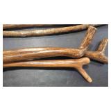 3 - HAND MADE CANES W/ BRONZE & SILVER TOKENS