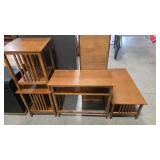 4 PC MISSION STYLE  COCKTAIL ENTRY & SIDE TABLES