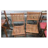 2 - WOOD FOLDING PATIO CHAIRS
