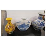 3 ASIAN STYLE VASES INCL CHERRY BLOSSOM
