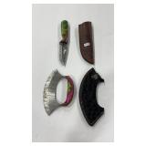 2 DAMASCUS STYLE KNIVES W/ SHEATHS