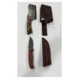 2 DAMASCUS STYLE KNIVES W/ SHEATHS