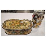 VTG BUTTON TIN & DICE JAR