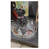 GLASS SERVING TRAY & LAB COOKIE JAR