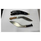 2 KUKRI KNIVES, 1 W/ SHEATH