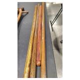 4 - HAND MADE WALKING STICKS/CANES W/ FLASK TOPS