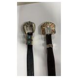 2 AFRICAN ELEPHANT BELTS WITH TURQUOISE BUCKLE