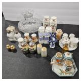 SALT & PEPPER VTG COLLECTION & CRYSTAL VASE