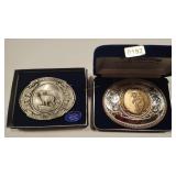 2 - MT CENTENNIAL BUCKLES BRONZE TOKEN & SAPPHIRE