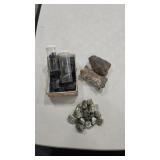 ROCK SPECIMENS AND WOOD CRATE