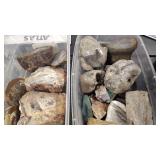 2 TUBS OF AGATES, GEODES AND FOSSILS