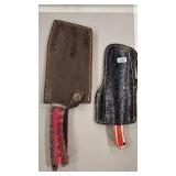 2 DAMASCUS STYLE KNIVES W/ SHEATHS