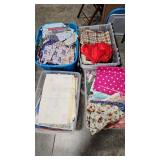 4 TOTES OF FABRIC & SUNDRIES