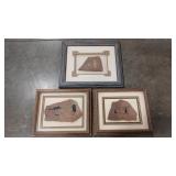 3 - LAKE POWELL PETROLYPH STYLE ART FRAMED