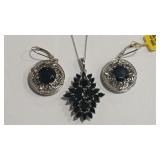 925 & JET COLOR NECKLACE & EARRINGS