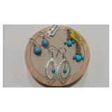 3 PAIRS - 925 TURQUOISE COLOR EARRINGS