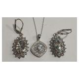 925 CZ EARRINGS & NECKLACE