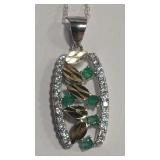 925 EMERALD COLOR GOLD TONE NECKLACE