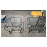 2 - BEVELED GLASS & METAL ACCENT TABLES