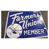 FARMER'S UNION MEMBER METAL SIGN