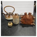 3 MONTANA MADE ART POTTERY & WHISKEY JUG