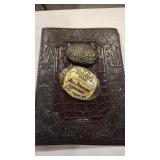 WOLF POINT & LEATHER BUCKLES & LEATHER MEMO PAD