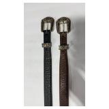 2 AMERICAN BISON LEATHER BELTS WITH BUCKLES