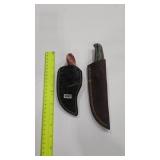 2 DAMASCUS STYLE KNIVES W/ SHEATHS