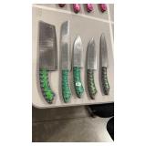 5 ASSORTED DAMASCUS STYLE KNIVES