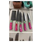 5 ASSORTED DAMASCUS STYLE KNIVES