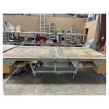 12ï¿½ X 6ï¿½ WOOD AND METAL TABLE ON WHEELS