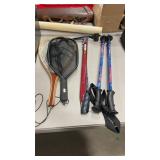 2 FLY FISHING NETS, WALKING STICKS & ICE PICK