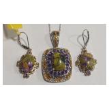 925 AMETHYST COLOR NECKLACE & EARRINGS