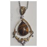 925 GOLD TONE & AGATE NECKLACE