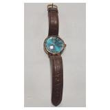 STAUER 44190 MENS WRIST WATCH W/ LEATHER BAND