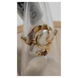 14K DIAMOND COLOR & FRESHWATER PEARL RING