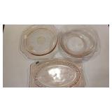 PINK DEPRESSION PLATTERS AND BERRY BOWL