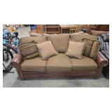 KING HICKORY 3/3 UPHOLSTERED & LEATHER SOFA W/