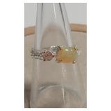 925 OPAL  & GARNET COLOR COLOR RING