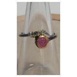 925 RUBY & AQUAMARINE COLOR RING