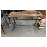 GLASS TOP IRON BASED SOFA TABLE 56'X20'X33'