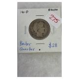 1914-D BARBER QUARTER