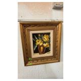 MID CENTURY MODERN SIGN FLORAL OIL STILL LIFE