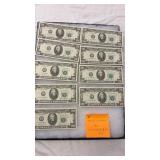 9 CONSECUTIVE SERIAL NUMBERS SERIES 1985 UNCIRC