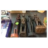GROUP OF 4 WOOD CARVED STATUES