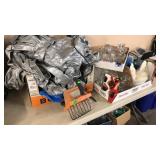 GROUP W/ COVERED CHICKEN DISH, GLASSWARE, WORK