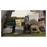 BX W/ BAIT CANS, PLAYING CARDS, PACK ROD W/ REEL