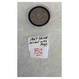 1867 SHIELD NICKEL WITH RAYS