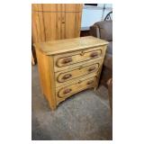 ANTIQUE DRESSER W/ CARVED WOOD DRAWER PULLS